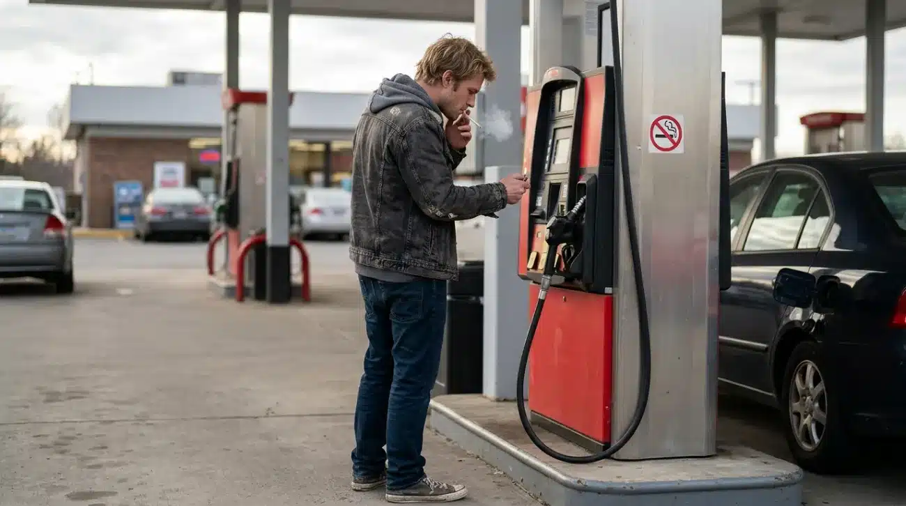 Smoking or Using Open Flames Near Fuel Pumps